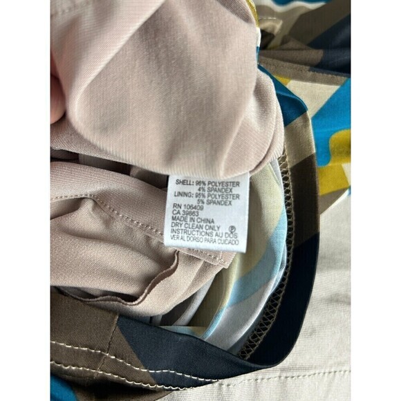 Tahari Arthur S Levine Dress Womens Sz 2 Abstract Multi Color Gathered Waist T4 - Picture 11 of 12